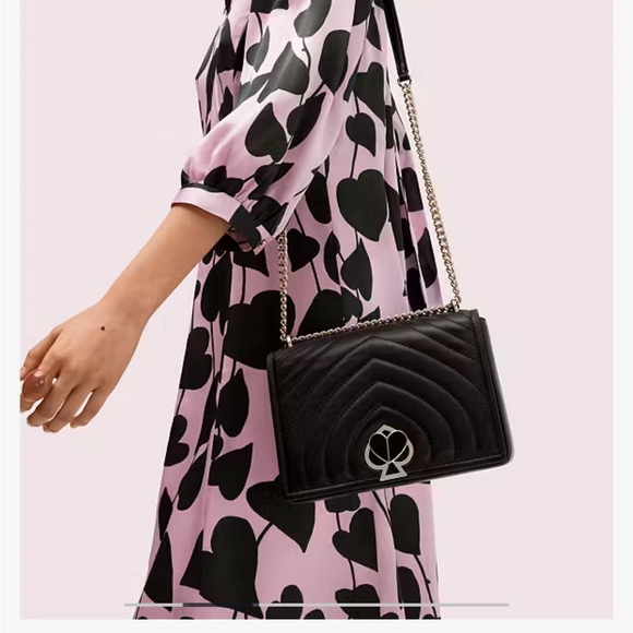 Kate Spade Amelia Black Twistlock Medium Convertible Chain Shoulder Bag - Picture 2 of 13